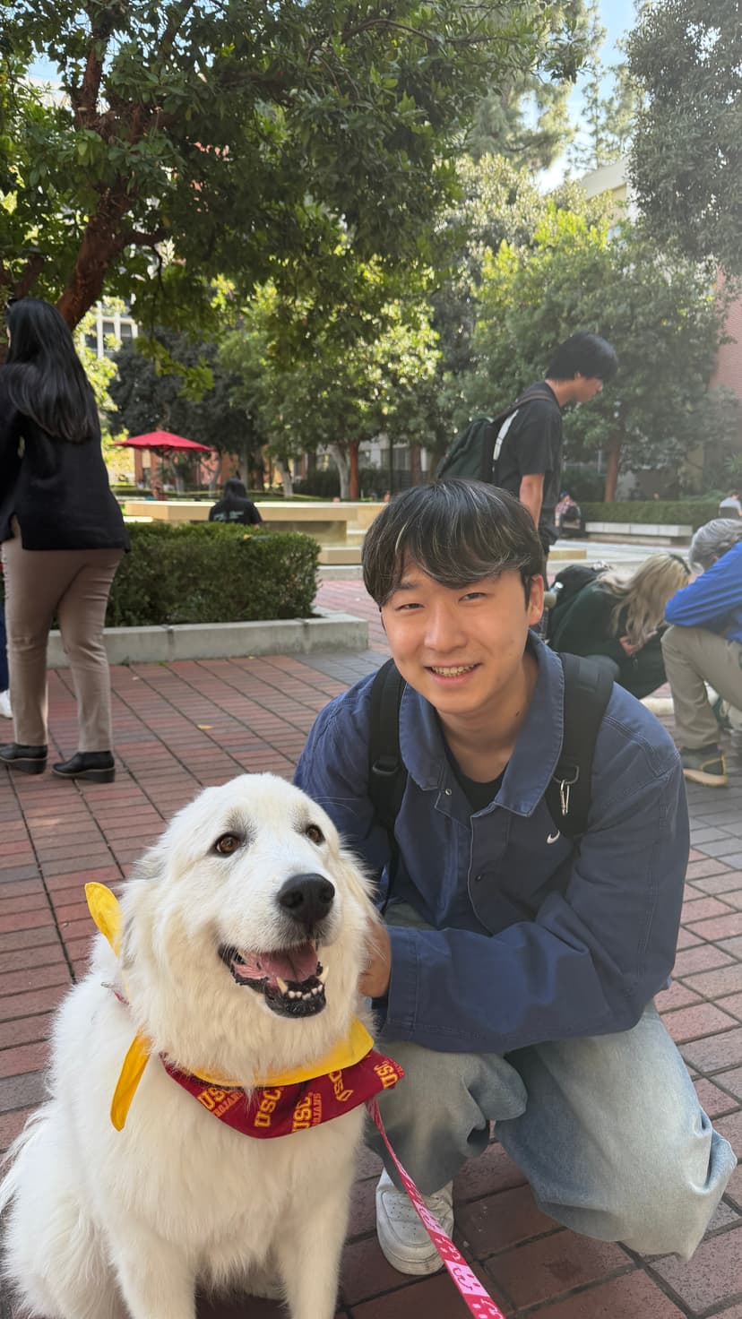 With a dog on USC campus